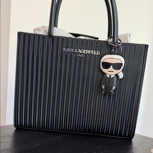 Karl Lagerfeld Black Ribbed Tote